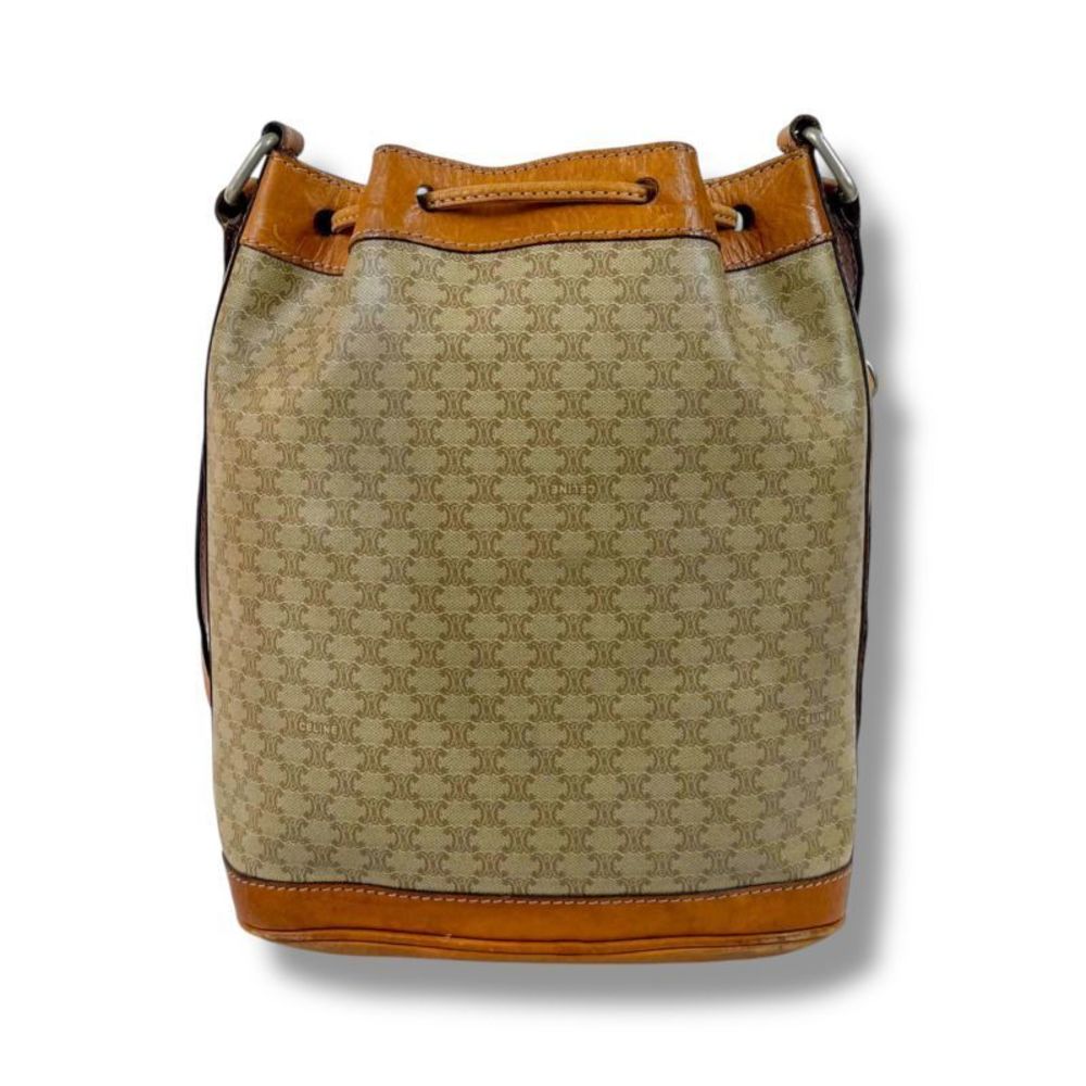 Celine Drawstring Shape Shoulder Bag Beige Brown … - image 3